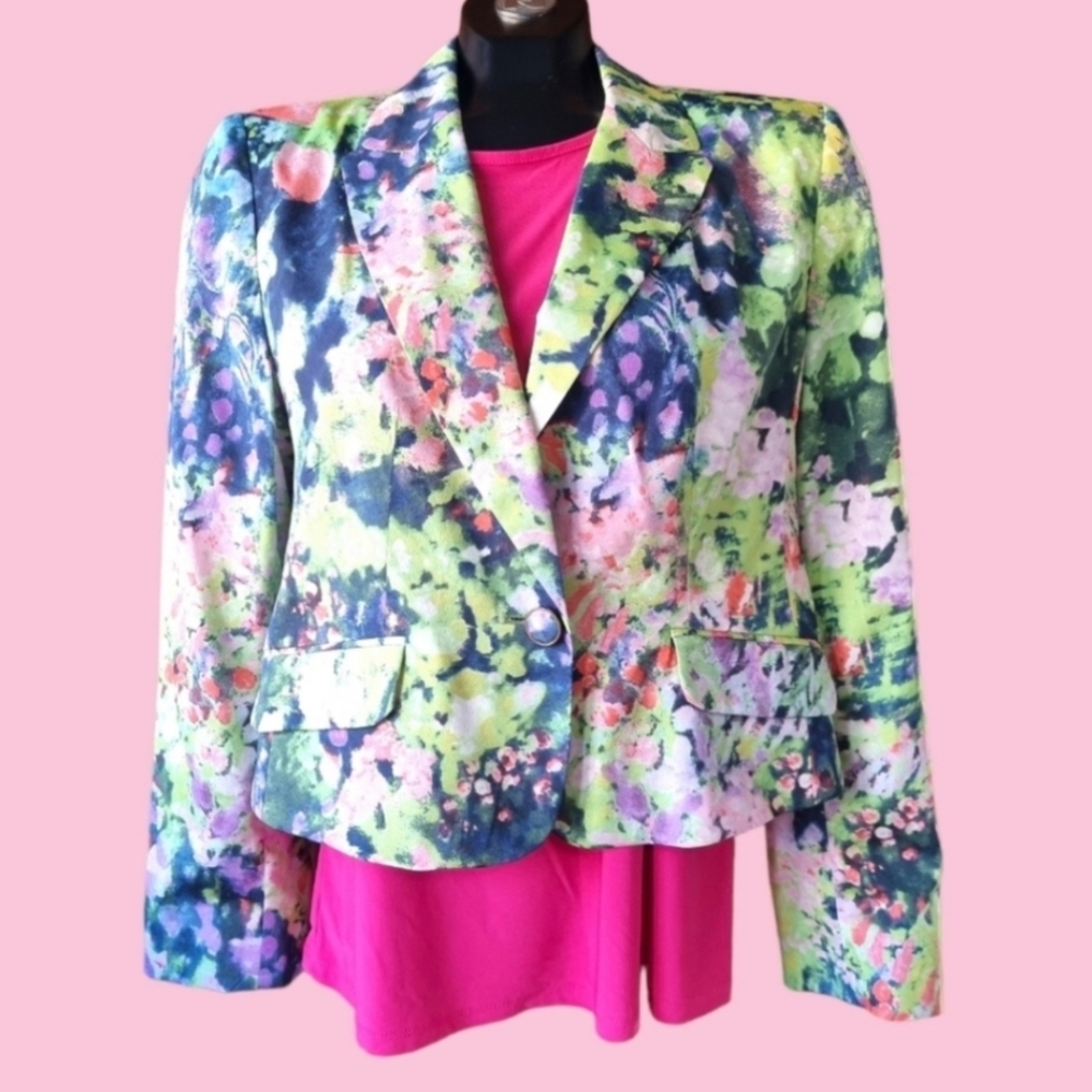 Serrani Italy Lined Single Breasted Bolero Multicolor Women's Blazer Jacket